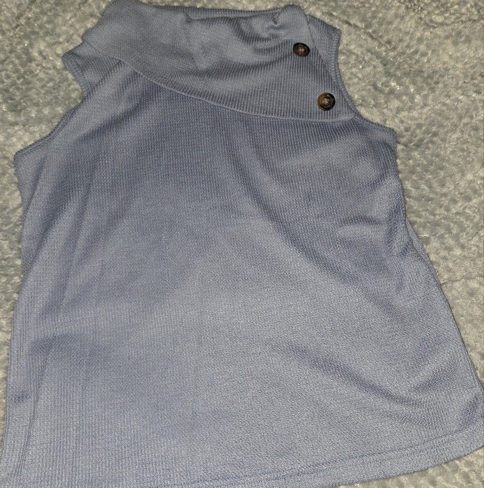 Blue Knit Sleeveless Shirt
